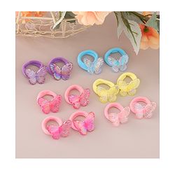 Babyhug Hair Rubber Bands Butterfly Applique Pack of 12 - Multicolor