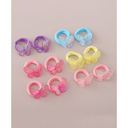 Babyhug Hair Rubber Bands Butterfly Applique Pack of 12 - Multicolor