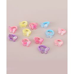 Babyhug Hair Rubber Bands Butterfly Applique Pack of 12 - Multicolor