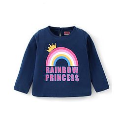 Babyhug Cotton Full Sleeves Tee With Rainbow Graphics - Navy Blue