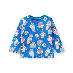 Babyhug Cotton Knit Full Sleeves Ice Cream Printed Night Suit - Blue