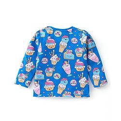 Babyhug Cotton Knit Full Sleeves Ice Cream Printed Night Suit - Blue