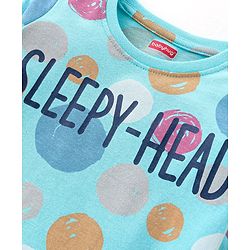Babyhug Cotton Knit Full Sleeves Text Printed Night Suit - Blue