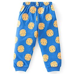 Babyhug Cotton Knit Full Sleeves Lion Printed Night Suit - Blue