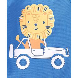 Babyhug Cotton Knit Full Sleeves Lion Printed Night Suit - Blue