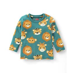Babyhug Single Jersey Full Sleeves Night Suit with Lion Print - Green