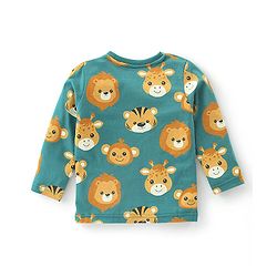Babyhug Single Jersey Full Sleeves Night Suit with Lion Print - Green