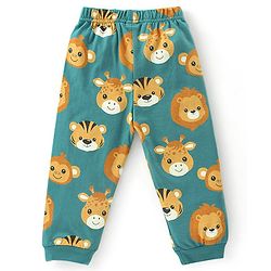 Babyhug Single Jersey Full Sleeves Night Suit with Lion Print - Green