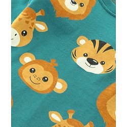 Babyhug Single Jersey Full Sleeves Night Suit with Lion Print - Green