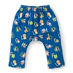 Babyhug Cotton Full Length Diaper Pants Striped & Printed Pack of 3 - Blue & Yellow