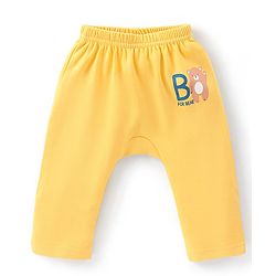 Babyhug Cotton Full Length Diaper Pants Striped & Printed Pack of 3 - Blue & Yellow