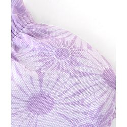 Babyhug 100% Cotton Knit Floral Print Mittens & Booties - Purple
