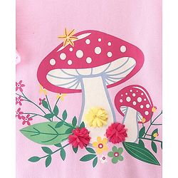 Babyhug Cotton Knit Full Sleeves Sweatshirt With Mushroom Graphics & Frill Detailing - Pink
