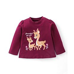 Babyhug Cotton Full Sleeves Night Suit Deer Print - Purple