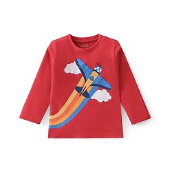 Babyhug Cotton Knit Full Sleeves Night Suit Air Plane Print - Red