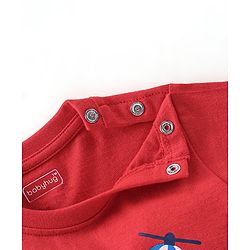 Babyhug Cotton Knit Full Sleeves Night Suit Air Plane Print - Red