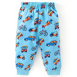 Babyhug Cotton Full Sleeves Night Suit Vehicles Print - Blue