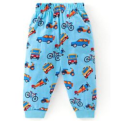 Babyhug Cotton Full Sleeves Night Suit Vehicles Print - Blue