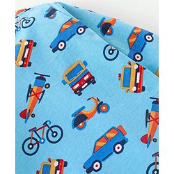 Babyhug Cotton Full Sleeves Night Suit Vehicles Print - Blue