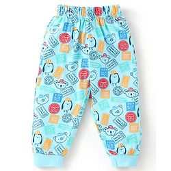 Babyhug Cotton Knit Full Sleeves Night Suit Bus Print - Blue