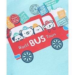 Babyhug Cotton Knit Full Sleeves Night Suit Bus Print - Blue