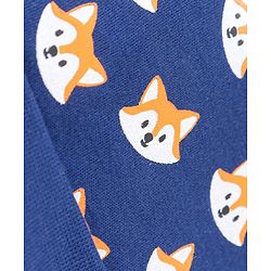 Babyhug 100% Cotton Knit Fox Printed Cap Navy Blue - Diameter 9.5 cm