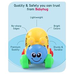 Babyhug Colorful Snail on Wheel Friction-Powered Toy|BPA-Free Plastic|Visual Sensory Development|Early Learning Motor Skills Enhancer |Ideal Gift|Age 3+|BIS|(Wheel Color May Vary)