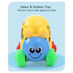 Babyhug Colorful Snail on Wheel Friction-Powered Toy|BPA-Free Plastic|Visual Sensory Development|Early Learning Motor Skills Enhancer |Ideal Gift|Age 3+|BIS|(Wheel Color May Vary)