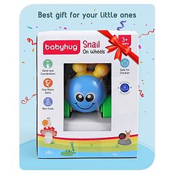 Babyhug Colorful Snail on Wheel Friction-Powered Toy|BPA-Free Plastic|Visual Sensory Development|Early Learning Motor Skills Enhancer |Ideal Gift|Age 3+|BIS|(Wheel Color May Vary)