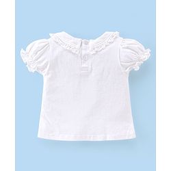 Babyhug Cotton Knit Floral Embroidered Corduroy Frock with Half Sleeves Inner Tee - Pink