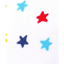 Babyhug 100% Cotton Knit Star Print Cap Mittens & Booties- White