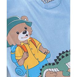 Babyhug Cotton Full Sleeves Tee With Bear & Crocodile Graphics- Light Blue