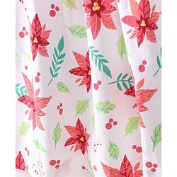 Babyhug Single Jersey Printed Frock with Full Sleeves Knit Shrug - Red