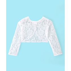 Babyhug Cotton Knit Floral Printed Frock with Full Sleeves Mesh Shrug - Red