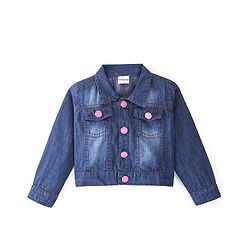 Babyhug Cotton Knit Sleeveless Butterfly Print Frock with Denim Jacket - Multicolour
