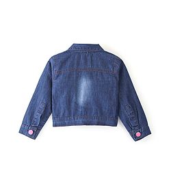 Babyhug Cotton Knit Sleeveless Butterfly Print Frock with Denim Jacket - Multicolour