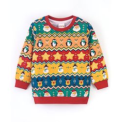 Babyhug Cotton Knit Full Sleeves Sweatshirt with All Over Graphics Print   - Multicolour