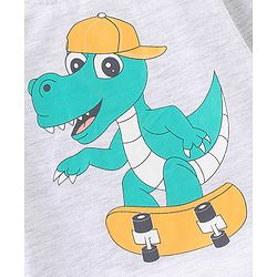 Babyhug 100% Cotton Knit Full Sleeves Tee With Crocodile Graphics - White