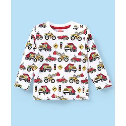 Babyhug 100% Cotton Knit Full Sleeves Tee with Car Graphics Pack of 3 - Multicolour