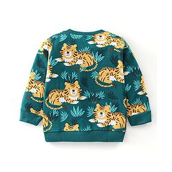 Babyhug 100% Cotton Knit Full Sleeves T-Shirt & Lounge Pant With Tiger Print - Green