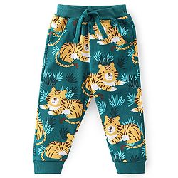Babyhug 100% Cotton Knit Full Sleeves T-Shirt & Lounge Pant With Tiger Print - Green