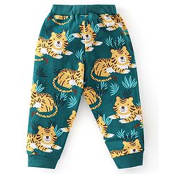Babyhug 100% Cotton Knit Full Sleeves T-Shirt & Lounge Pant With Tiger Print - Green