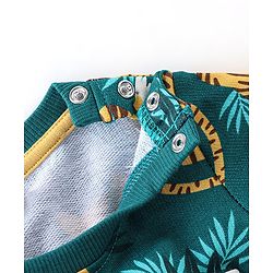 Babyhug 100% Cotton Knit Full Sleeves T-Shirt & Lounge Pant With Tiger Print - Green