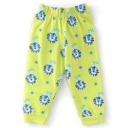 Babyhug Cotton Knit Full Sleeves Lion Printed Night Suit - Green