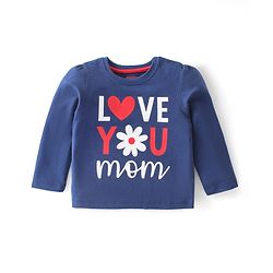 Babyhug Cotton Knit Full Sleeves Night Suit With Text Print - Navy Blue & Red