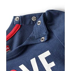 Babyhug Cotton Knit Full Sleeves Night Suit With Text Print - Navy Blue & Red