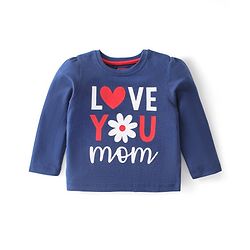 Babyhug Cotton Knit Full Sleeves Night Suit With Text Print - Navy Blue & Red