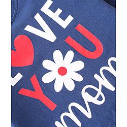 Babyhug Cotton Knit Full Sleeves Night Suit With Text Print - Navy Blue & Red