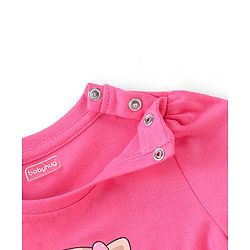 Babyhug Single Jersey Cotton Knit Full Sleeves Nightsuit With Kitty Print - Pink