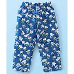 Babyhug Cotton Knit Full Sleeves Night Suit With Text & Floral Print - Navy Blue & White